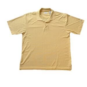 IZOD Yellow Striped Polo Shirt Mens Large Short Sleeve Casual Golf Top